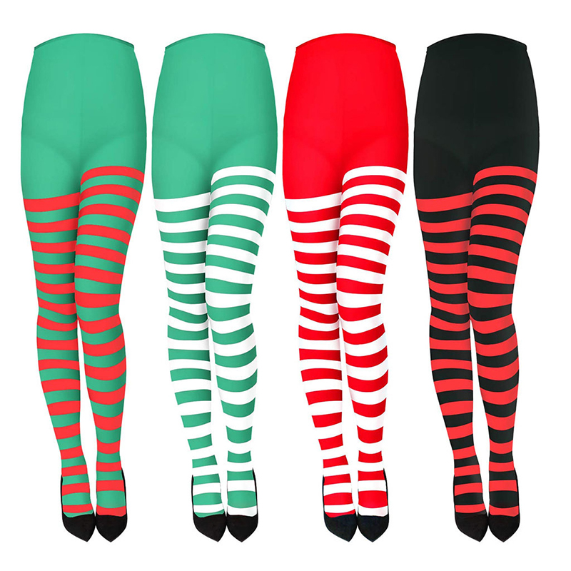 Christmas Stocking Hanging - Collant natalizi da donna a righe