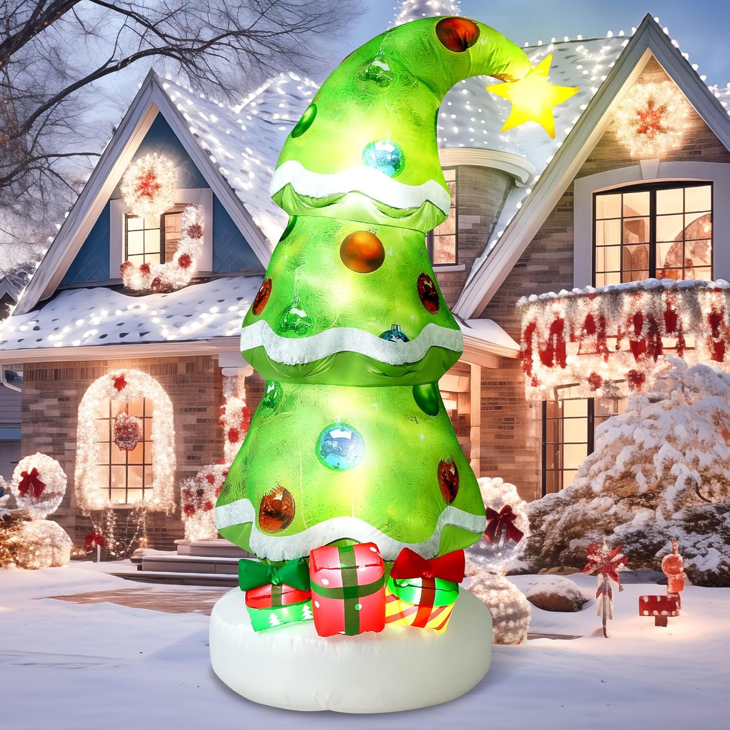 Christmas Lights Outdoor - Decorazioni Natalizie Gonfiabili da Esterno 2,1m,
