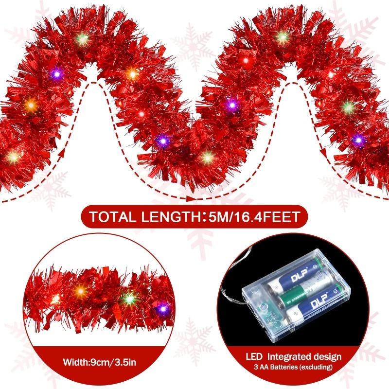 Luci Natalizie a Batteria con  - Tinsel Garland Decoration recensione e prezzo