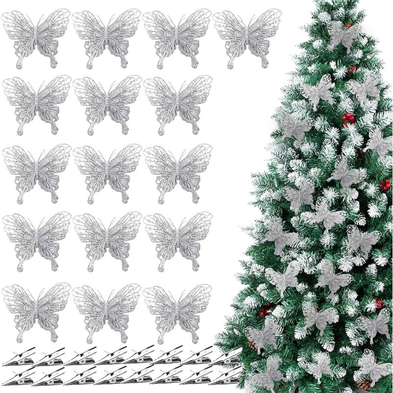 Farfalle Decorative in Argento - Christmas Wreath Fake recensione e prezzo